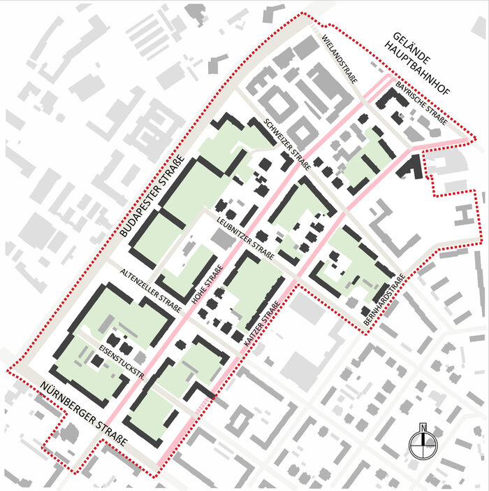 Die Karte zeigt das Gebiet der Online-Umfrage im Areal Budapester Straße Ost